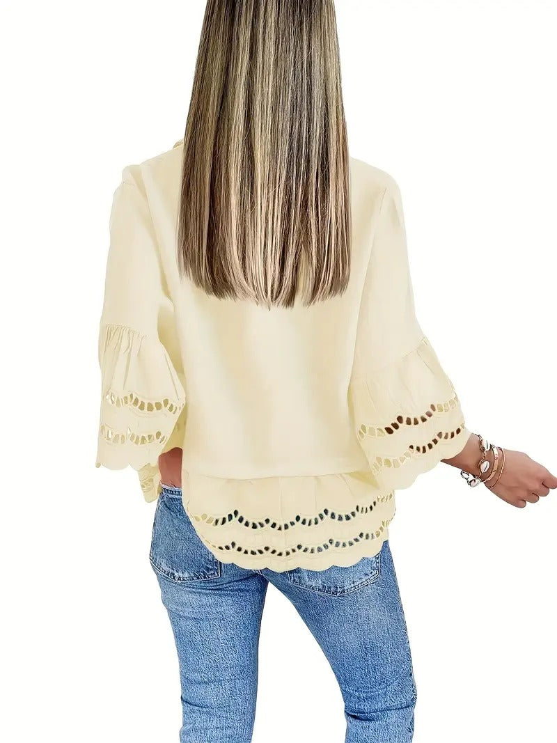 Emily Ruffle Hem Button-Up Blouse – Breezy Summer Style