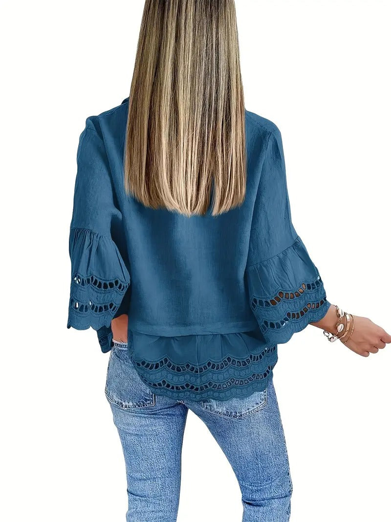 Emily Ruffle Hem Button-Up Blouse – Breezy Summer Style
