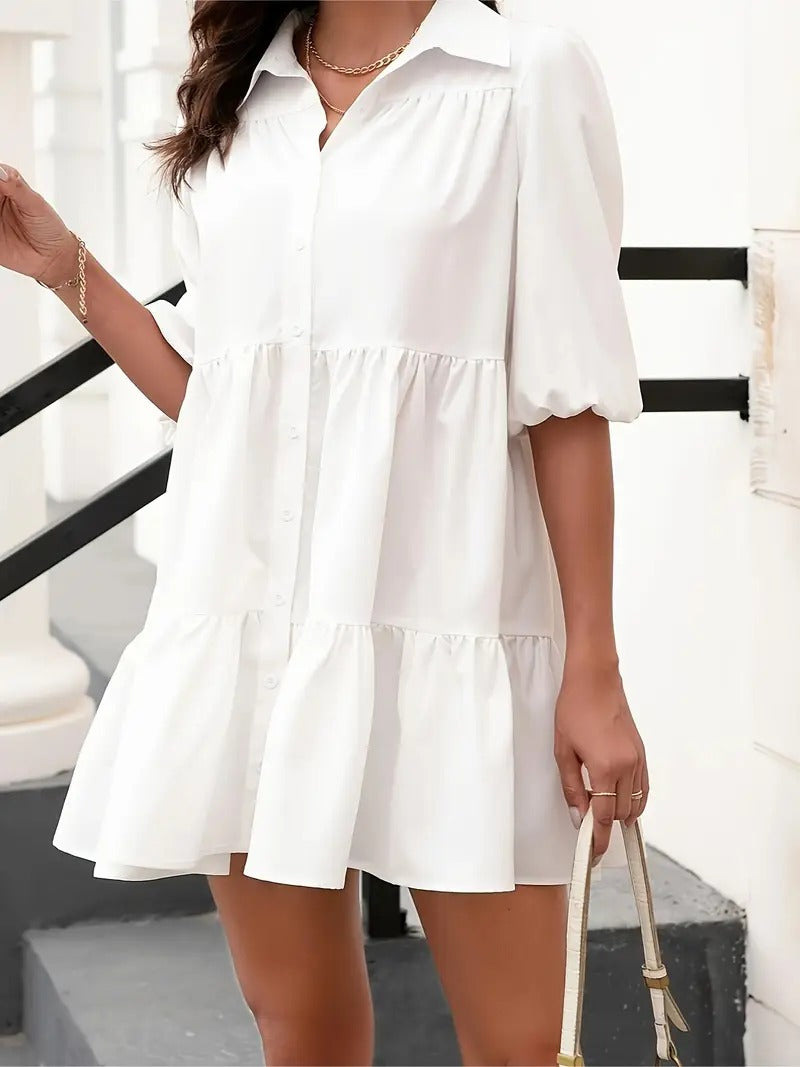 Nicole Puff Sleeve Shirt Dress – Flattering & Effortless Everyday Style