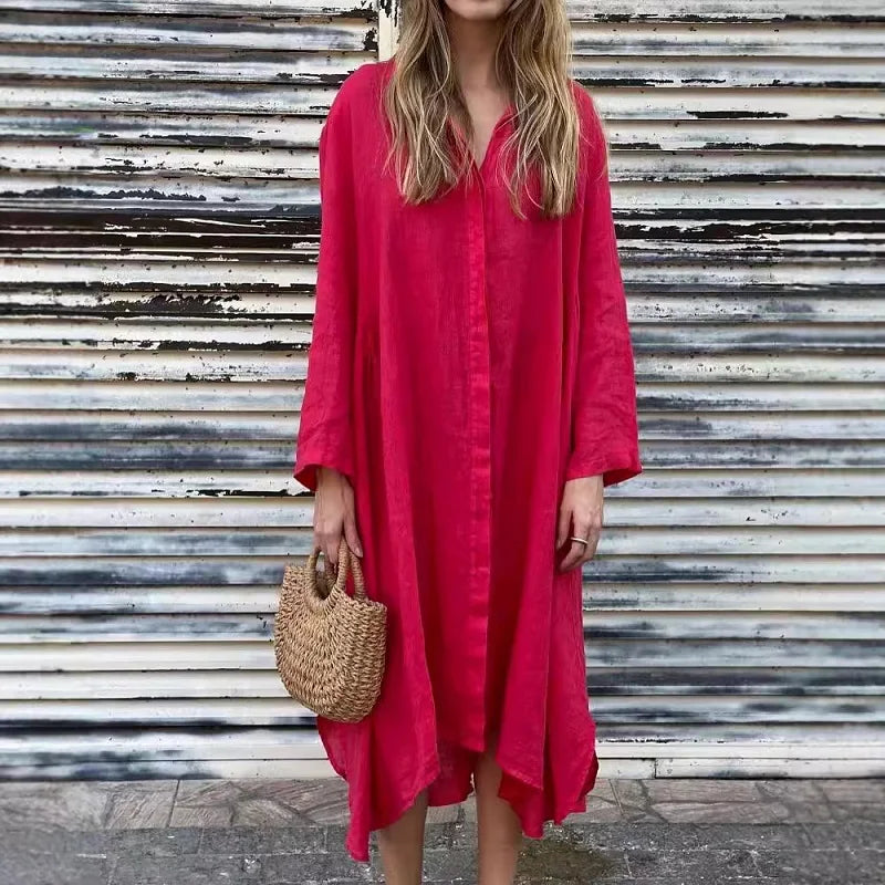 Clara | Casual Cotton-Linen Shirt Dress