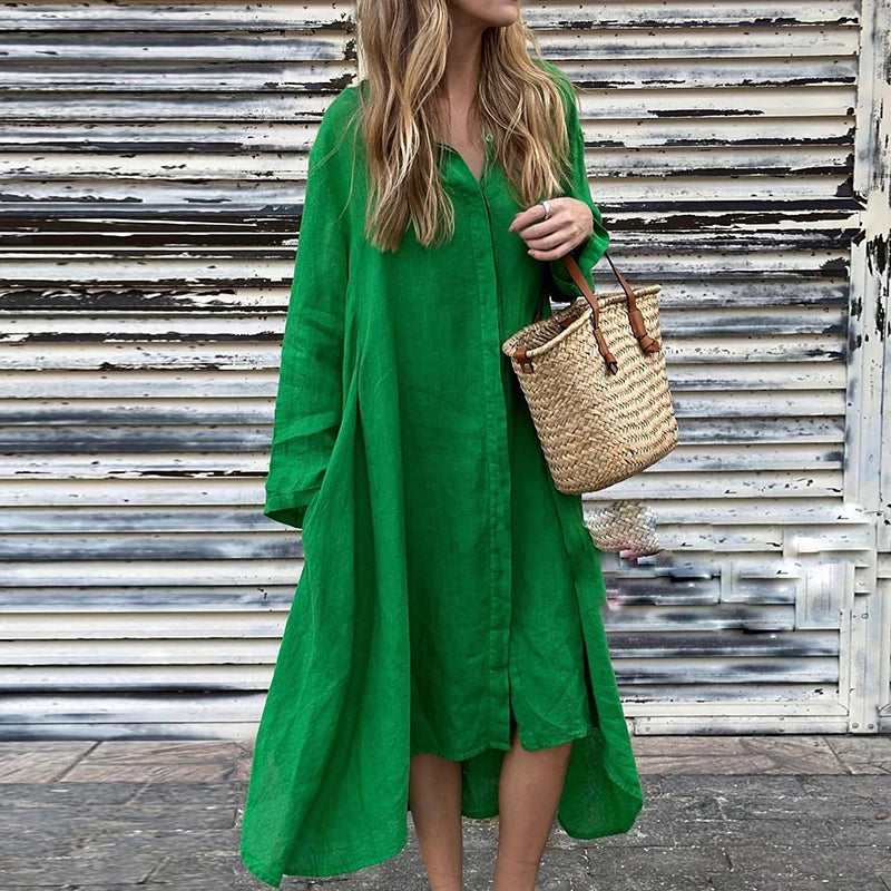 Clara | Casual Cotton-Linen Shirt Dress