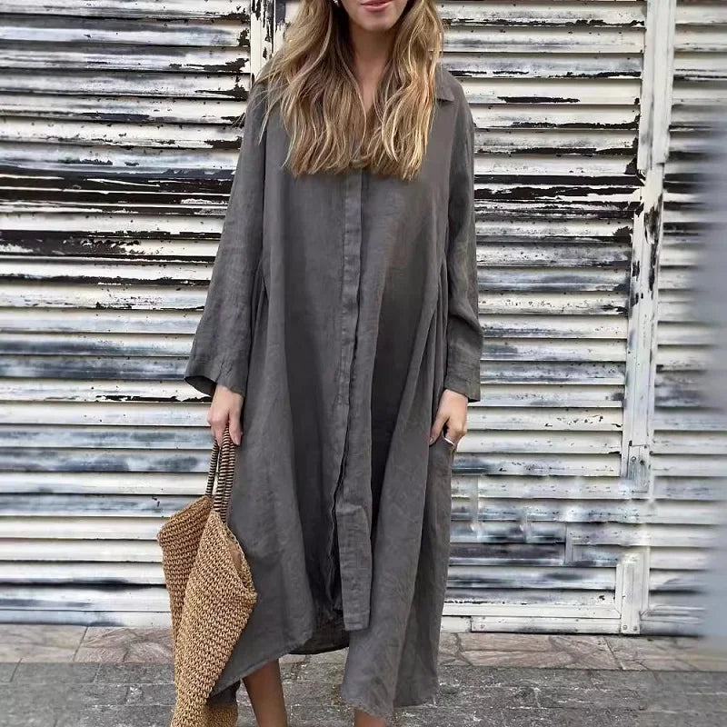 Clara | Casual Cotton-Linen Shirt Dress