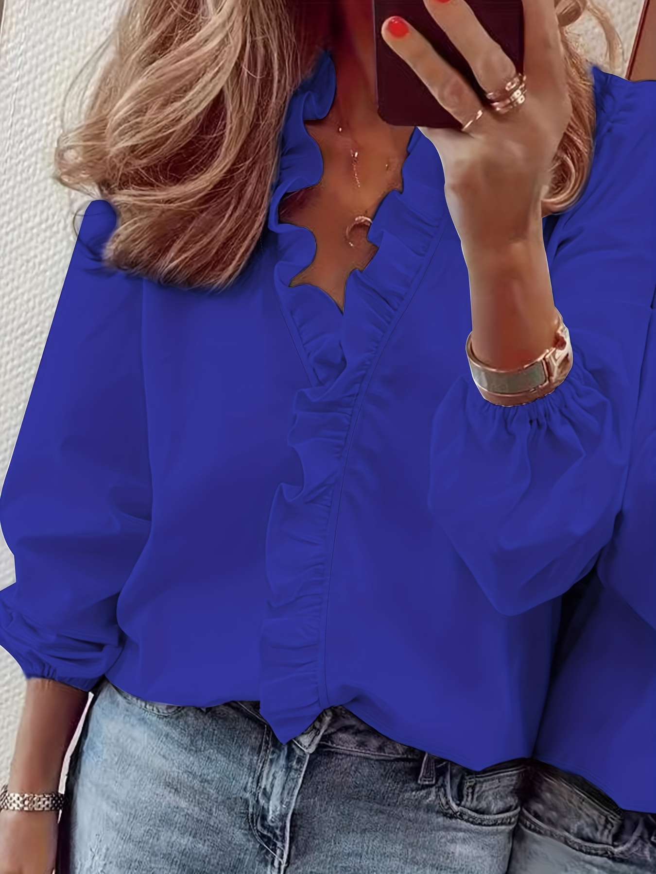Amanda Ruffle Hem V-Neck Blouse – Casual Elegance for Every Day