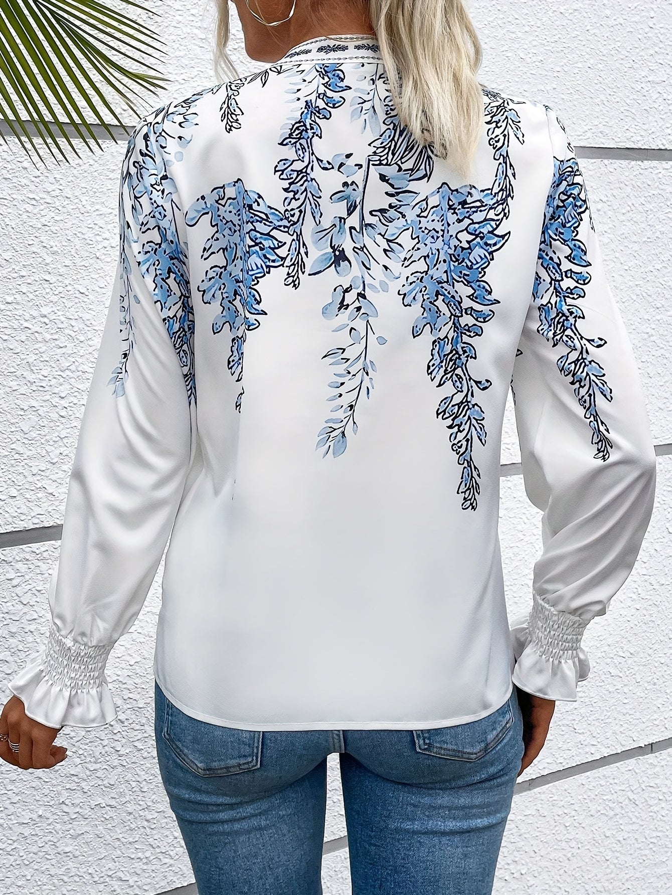 Lauren Floral Flounce Sleeve Blouse – Effortlessly Elegant Look