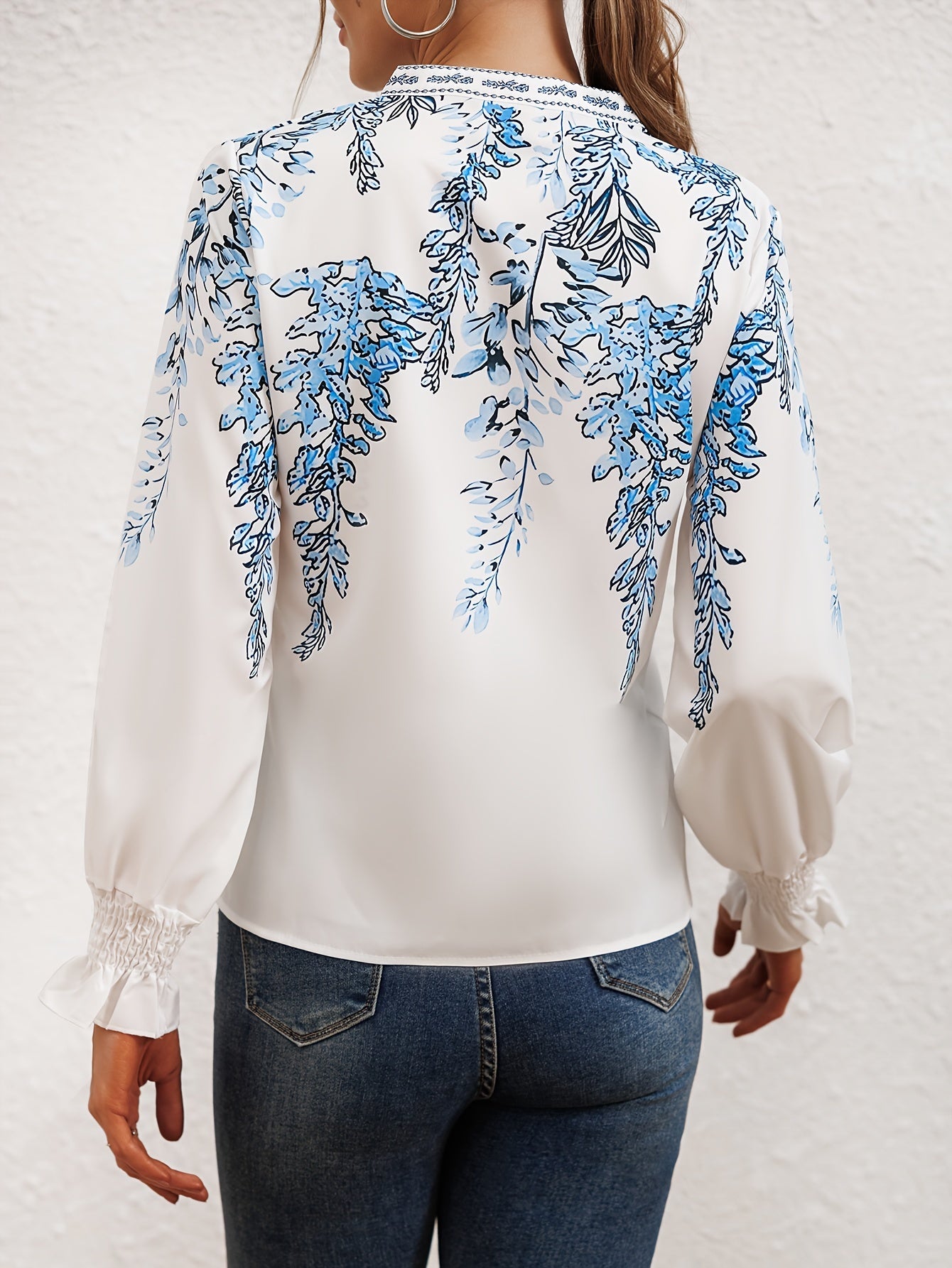 Lauren Floral Flounce Sleeve Blouse – Effortlessly Elegant Look