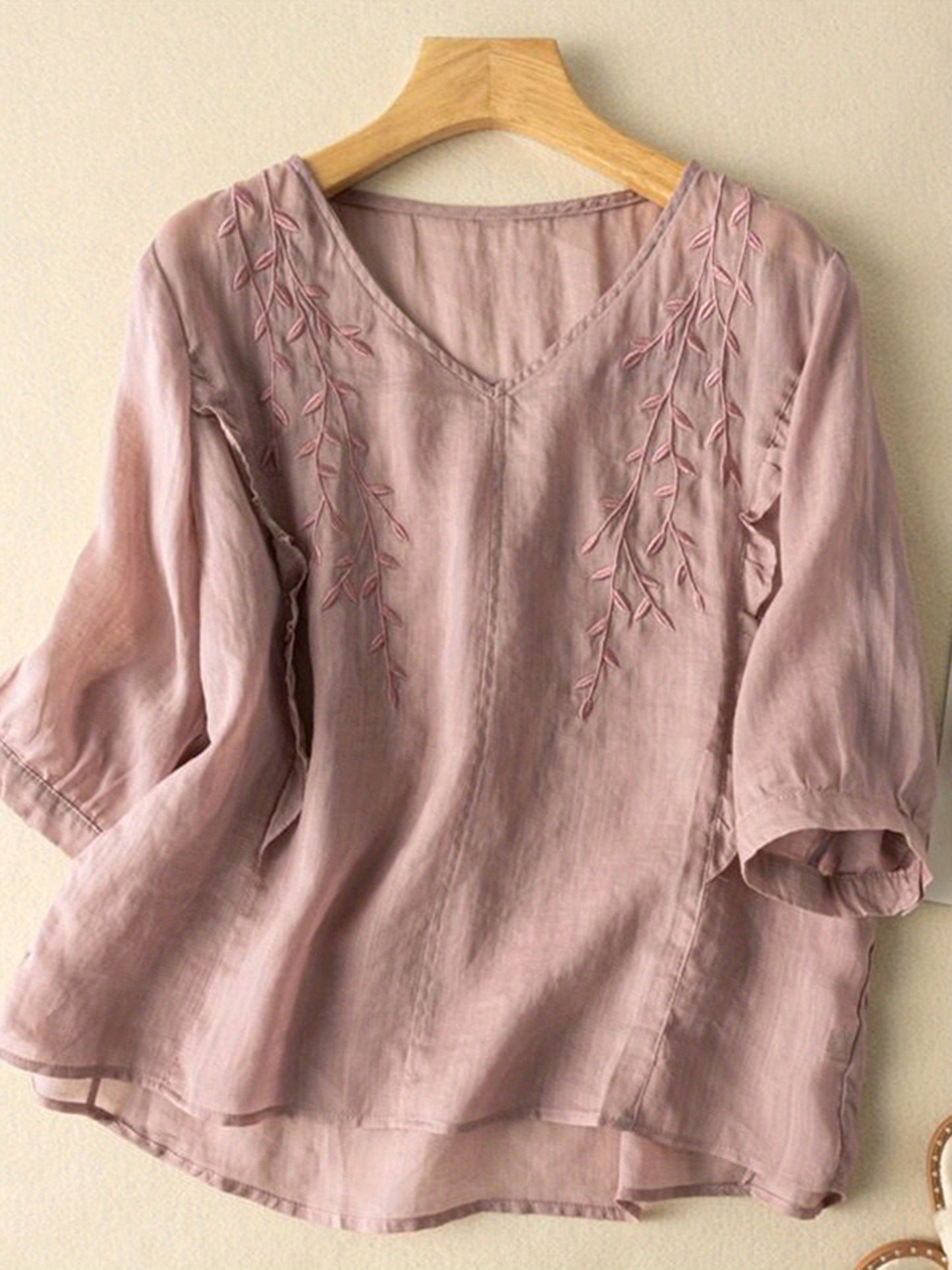 Brittany Embroidered V-Neck Top – Ethnic-Inspired Summer Style