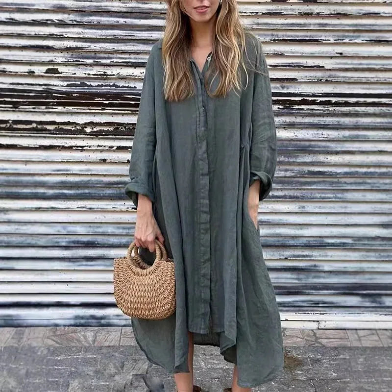 Clara | Casual Cotton-Linen Shirt Dress