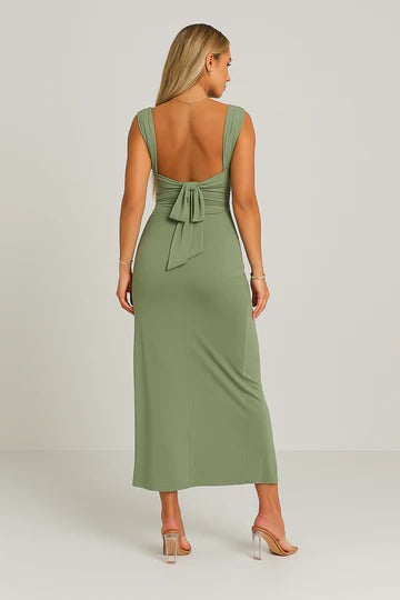 Barbara Elegant Midi Dress with Side Slit