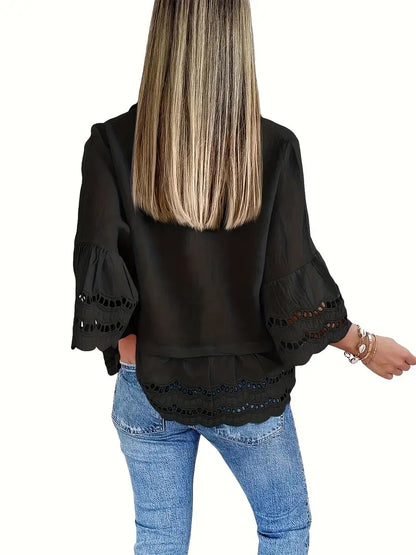 Emily Ruffle Hem Button-Up Blouse – Breezy Summer Style
