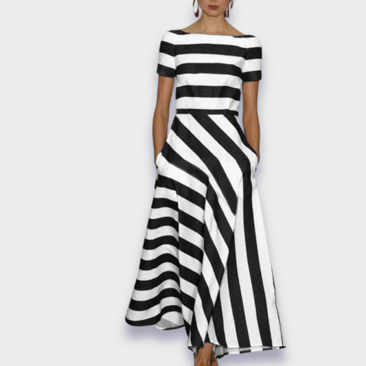 Quinn Maxi Dress – Artisanal Stripes with a Flowing Touch