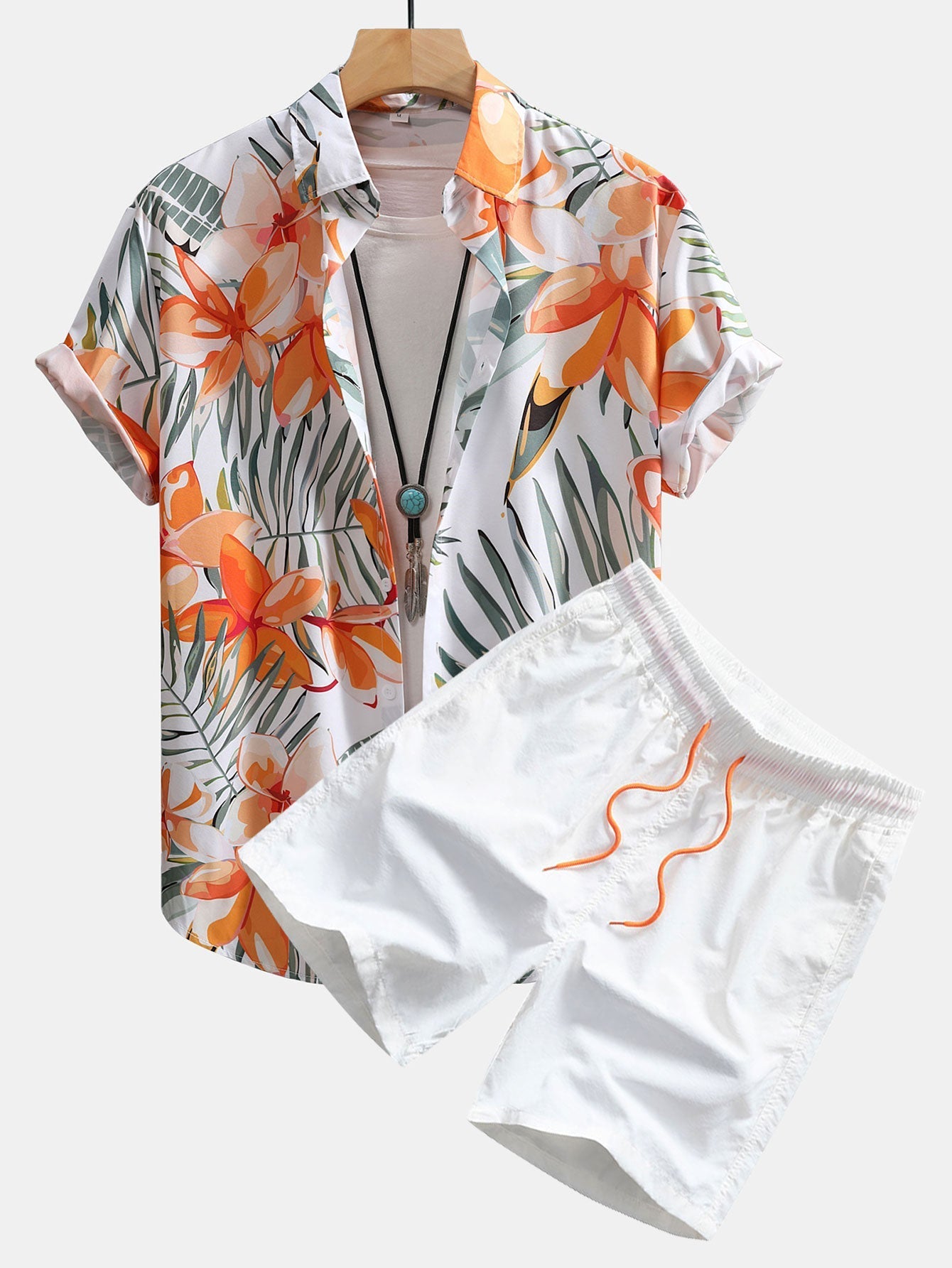 Ryan Floral Print Button-Up Shirt & Swim Shorts Set