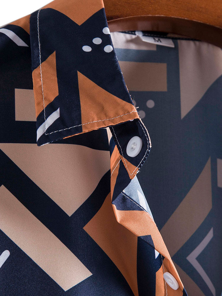 Steven Geometric Print Shirt & Swim Shorts