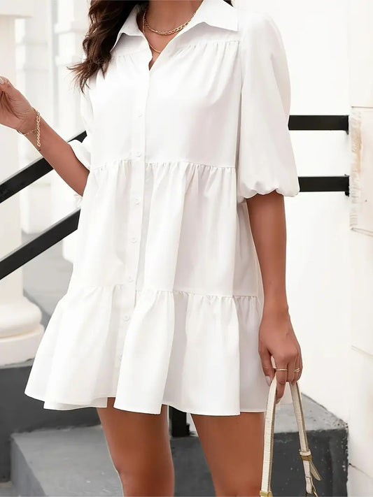 Nicole Puff Sleeve Shirt Dress – Flattering & Effortless Everyday Style