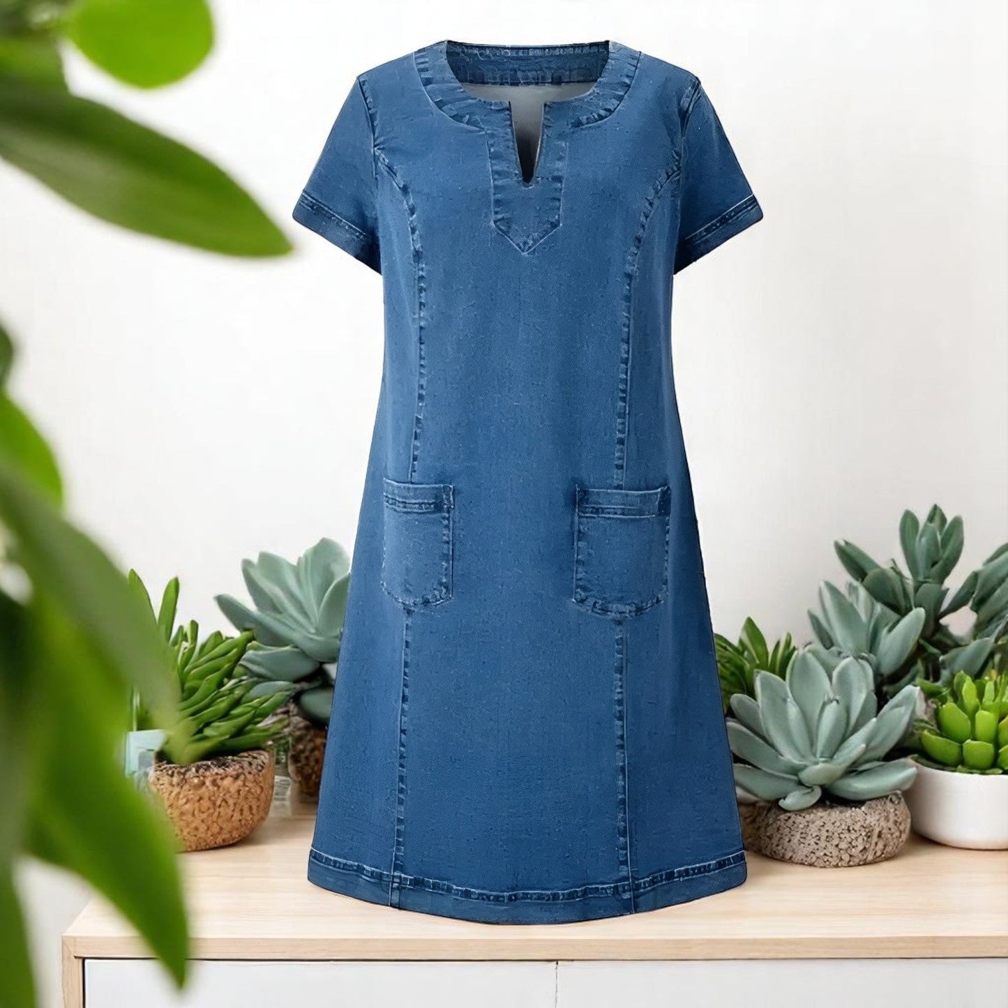 Maya Soft Touch Denim Dress – Classic Look with a Modern Twist