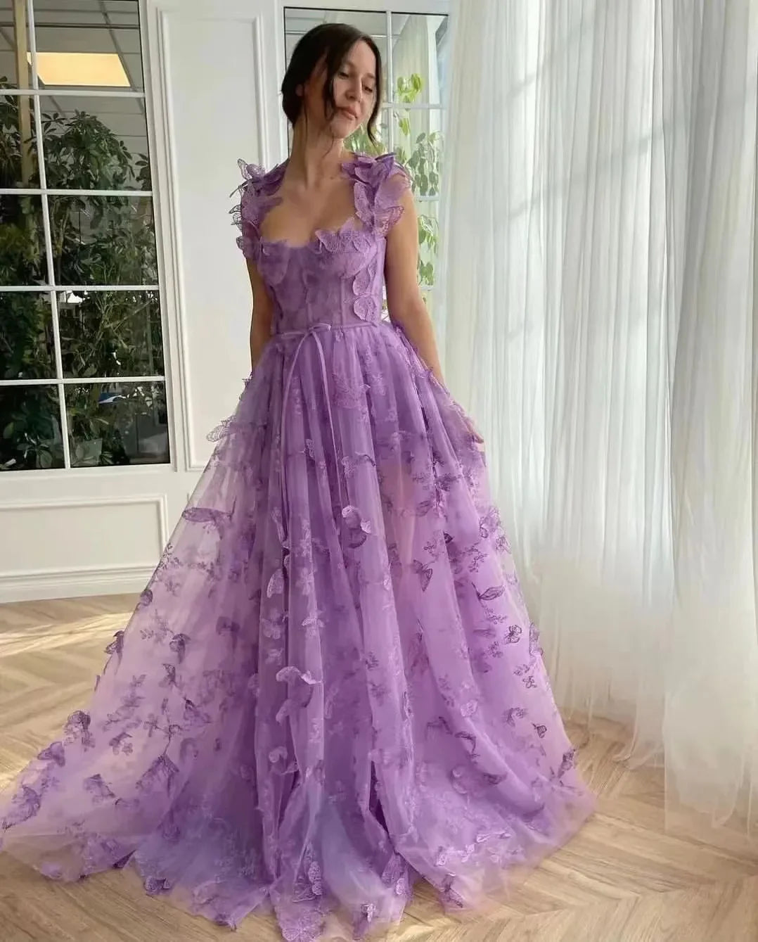 Elowen Dream Dress – Flowing Prom Gown with Soft Sage Elegance