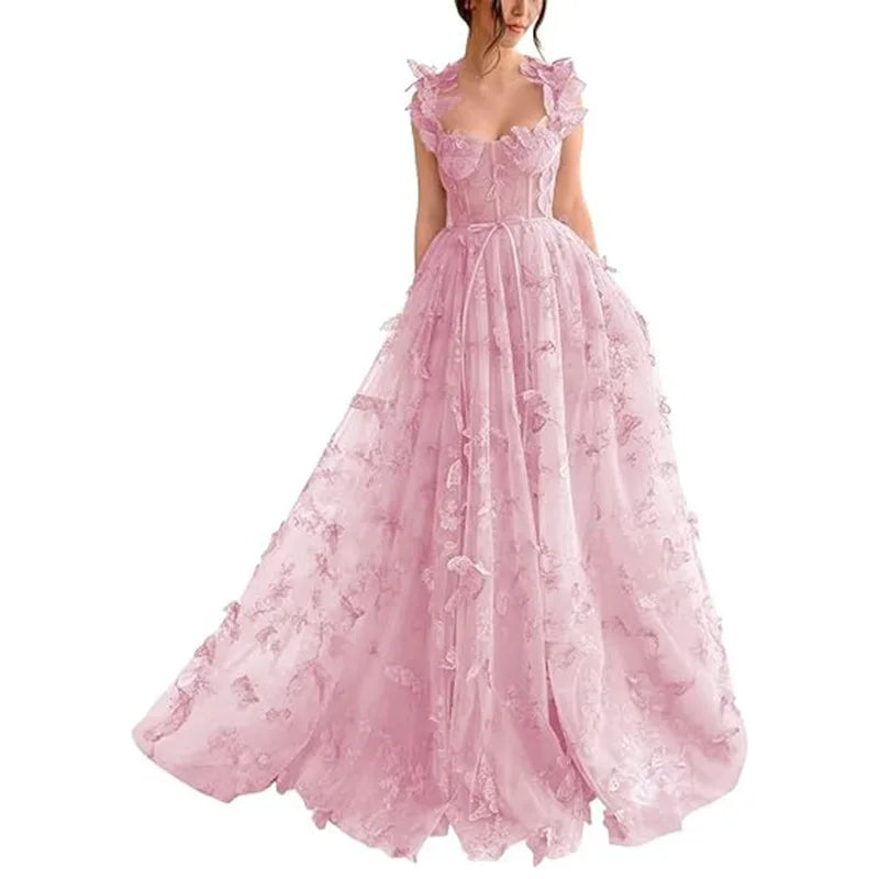 Elowen Dream Dress – Flowing Prom Gown with Soft Sage Elegance