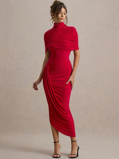 Mila Soft Drape Dress – Feminine Charm in a Midi Cut