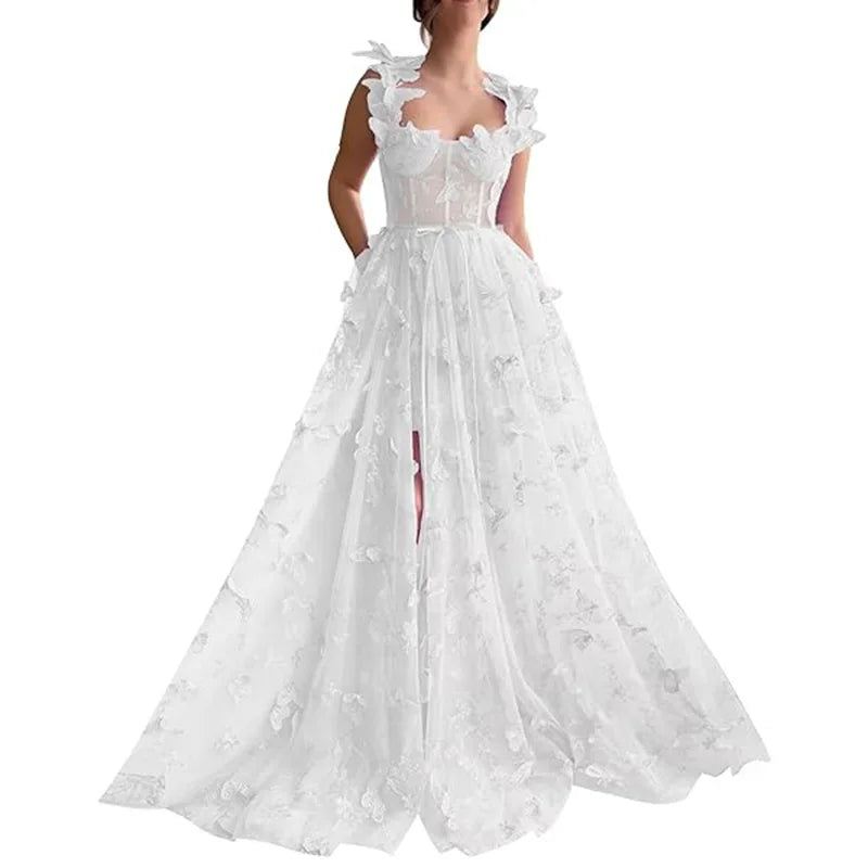 Elowen Dream Dress – Flowing Prom Gown with Soft Sage Elegance