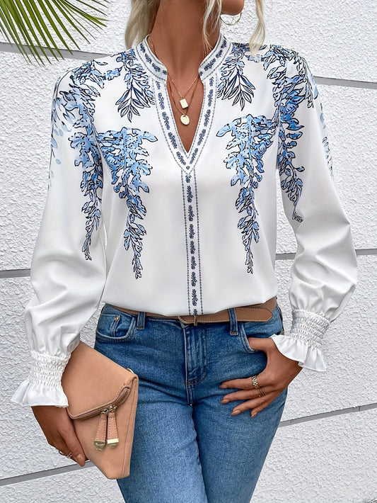Lauren Floral Flounce Sleeve Blouse – Effortlessly Elegant Look