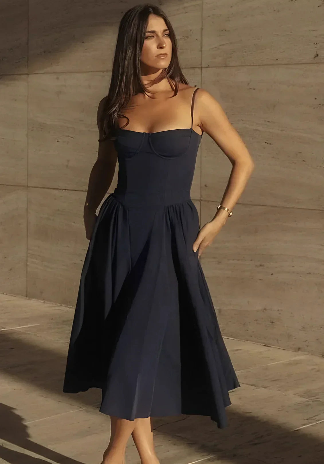 Daphne Waist-Cinched Dress – Feminine Structure and Flair