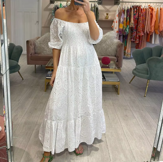 Tessa Summer Dress – Fresh & Flowing with Eyelet Texture
