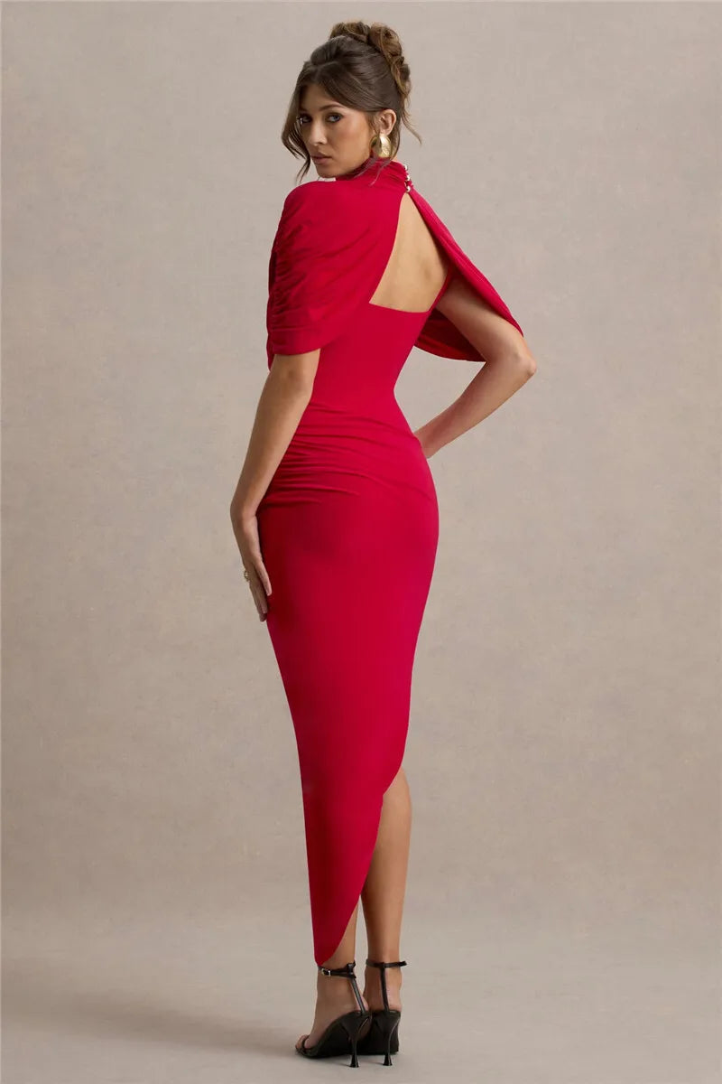 Mila Soft Drape Dress – Feminine Charm in a Midi Cut