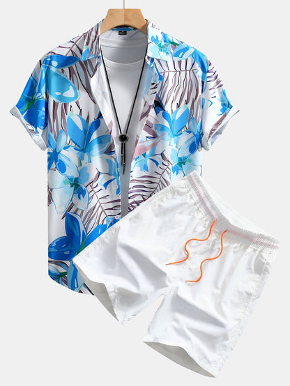 Ryan Floral Print Button-Up Shirt & Swim Shorts Set