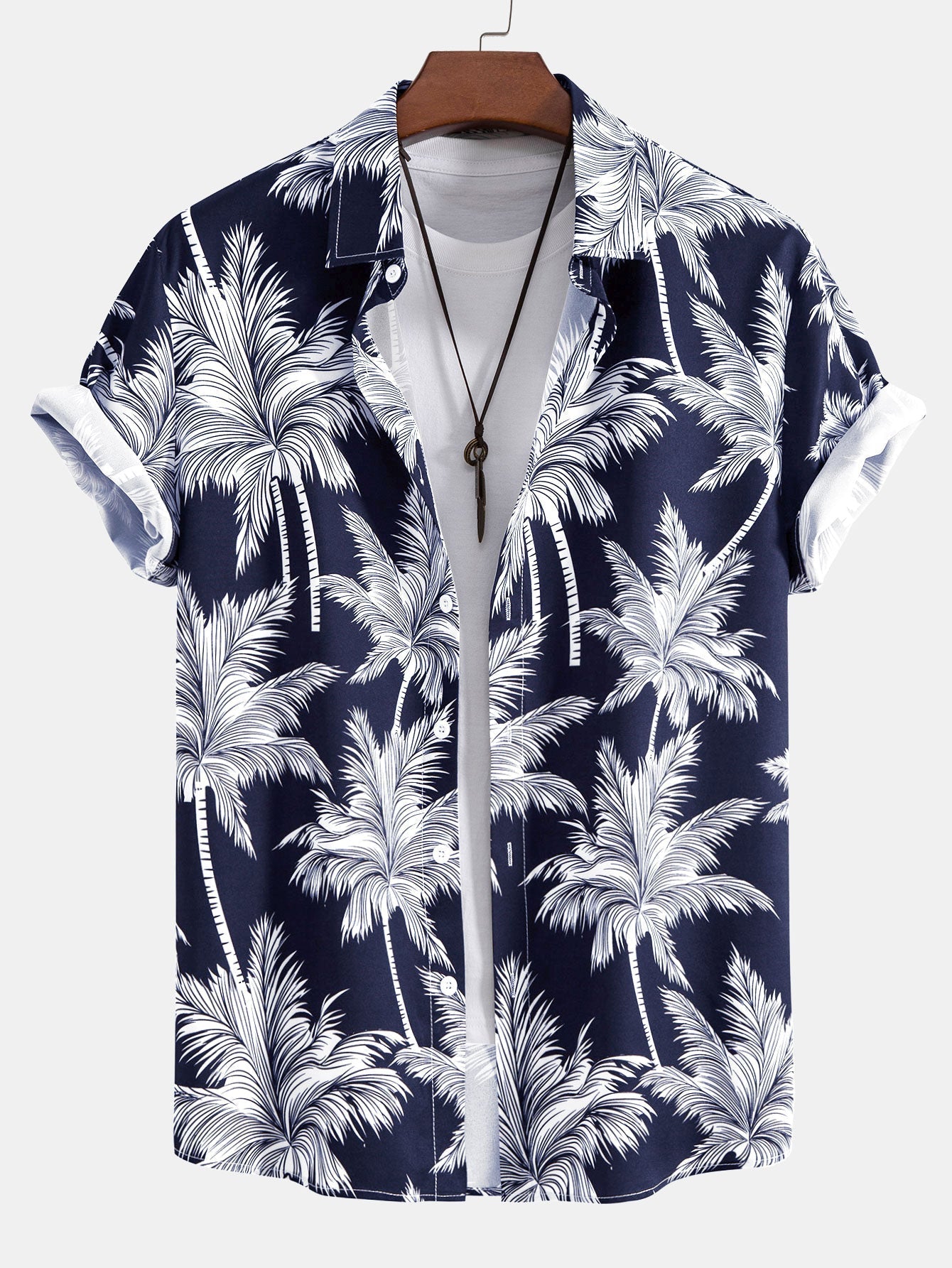 Eric Palm Tree Print Button Up Shirt & Swim Short