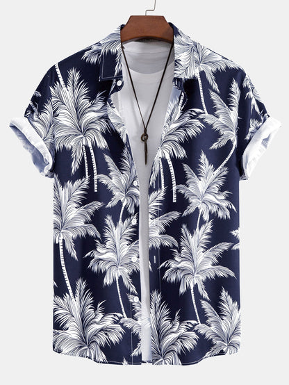 Eric Palm Tree Print Button Up Shirt & Swim Short