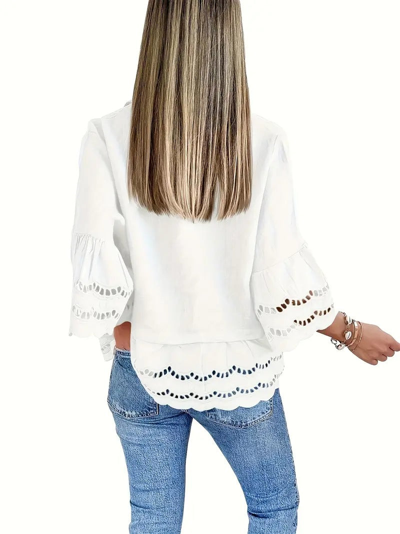 Emily Ruffle Hem Button-Up Blouse – Breezy Summer Style