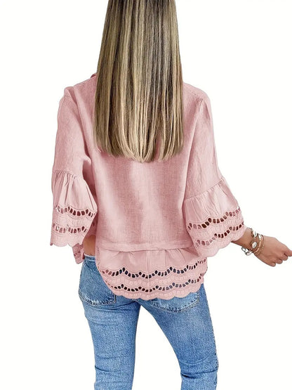 Emily Ruffle Hem Button-Up Blouse – Breezy Summer Style