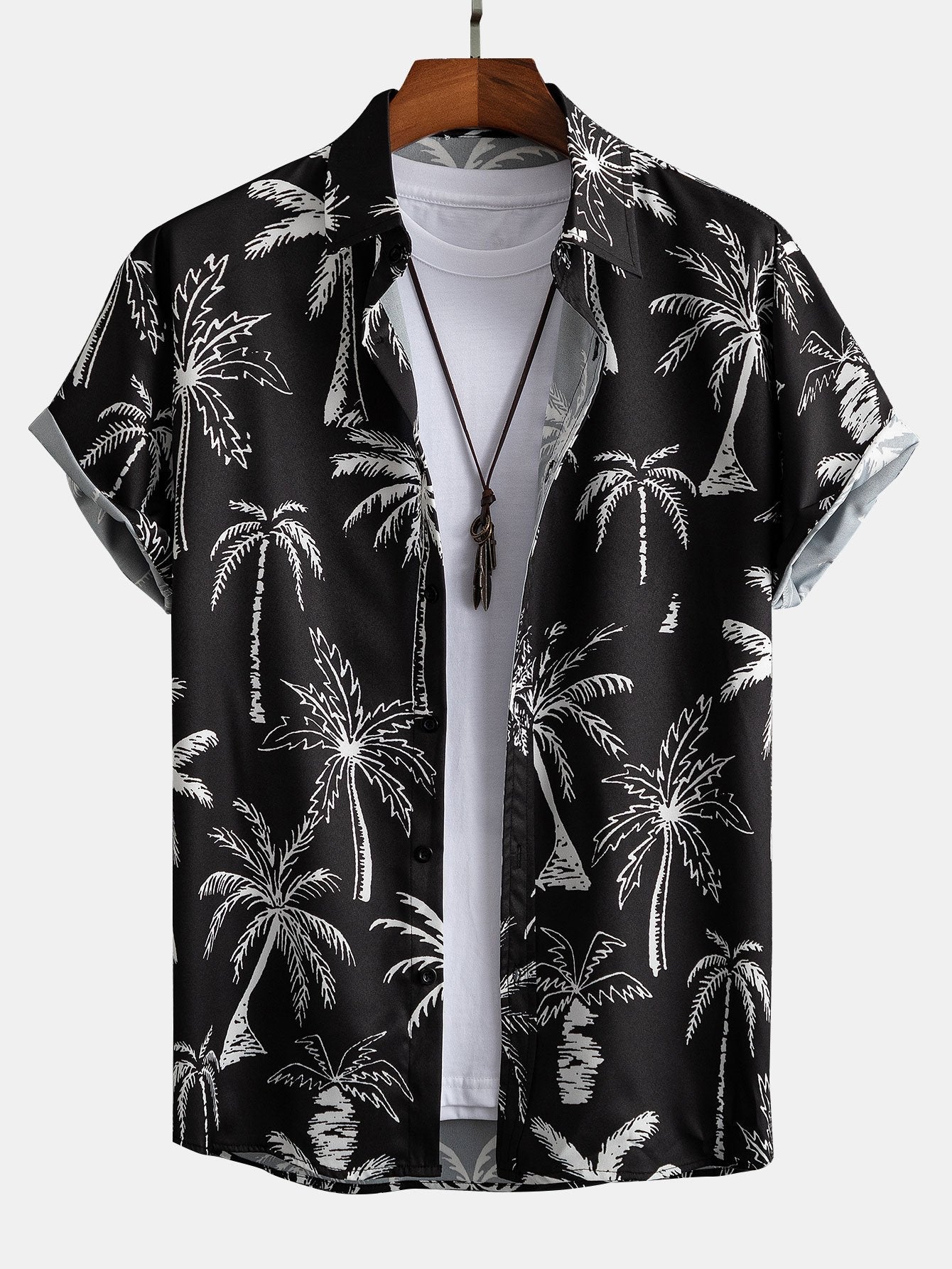 David Palm Tree Print Set – Button-Up Shirt & Swim Shorts