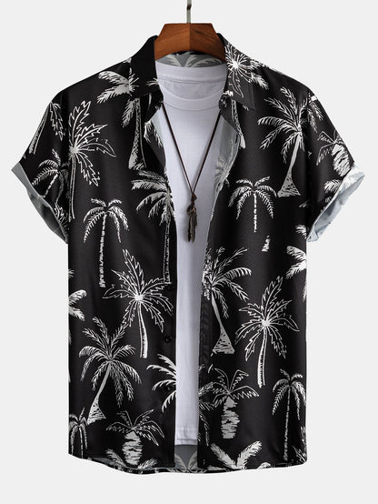 David Palm Tree Print Set – Button-Up Shirt & Swim Shorts