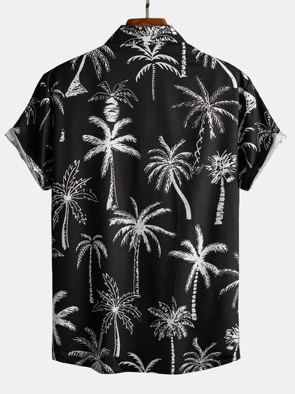 David Palm Tree Print Set – Button-Up Shirt & Swim Shorts
