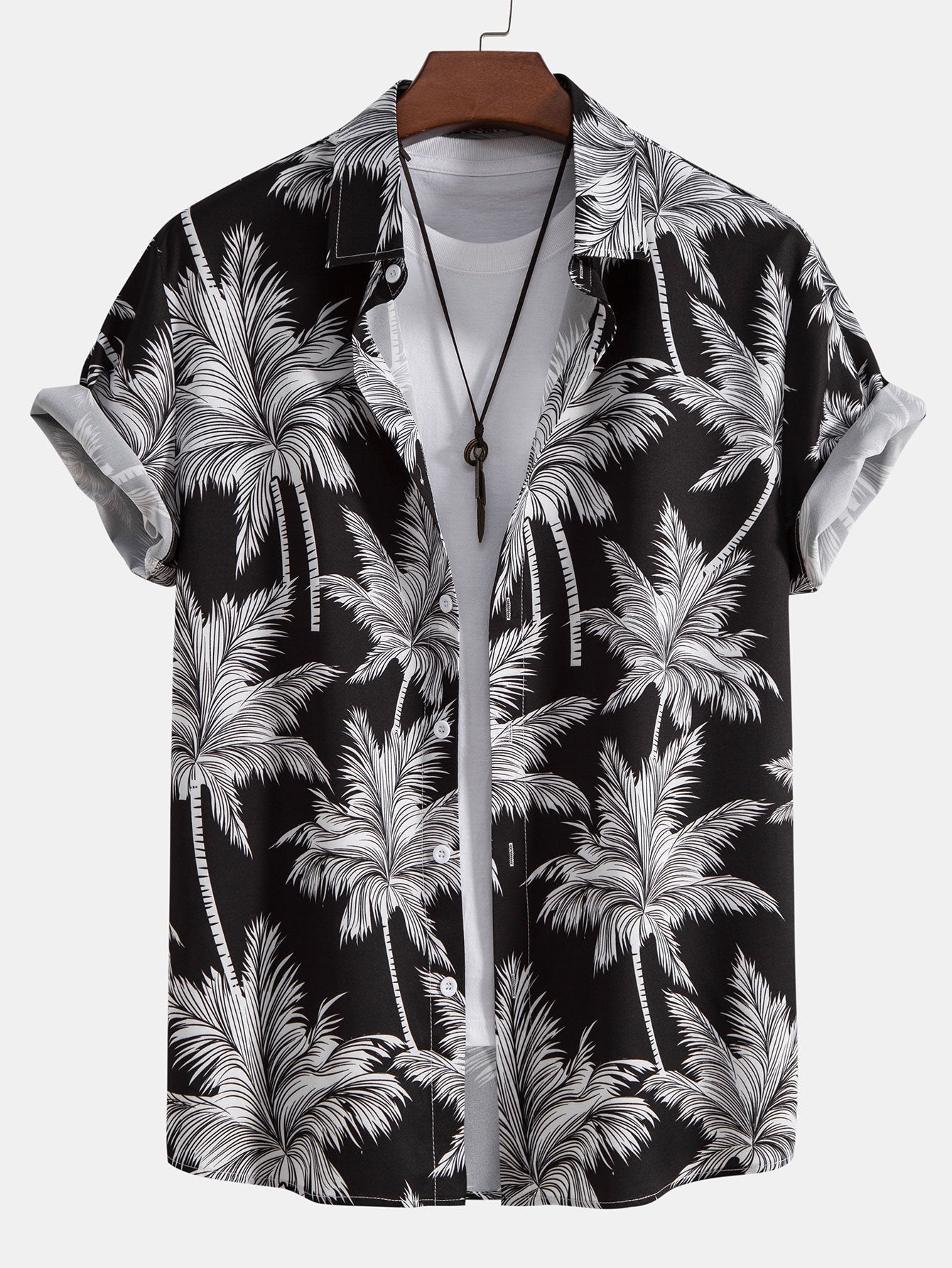 Eric Palm Tree Print Button Up Shirt & Swim Short