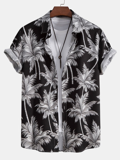 Eric Palm Tree Print Button Up Shirt & Swim Short