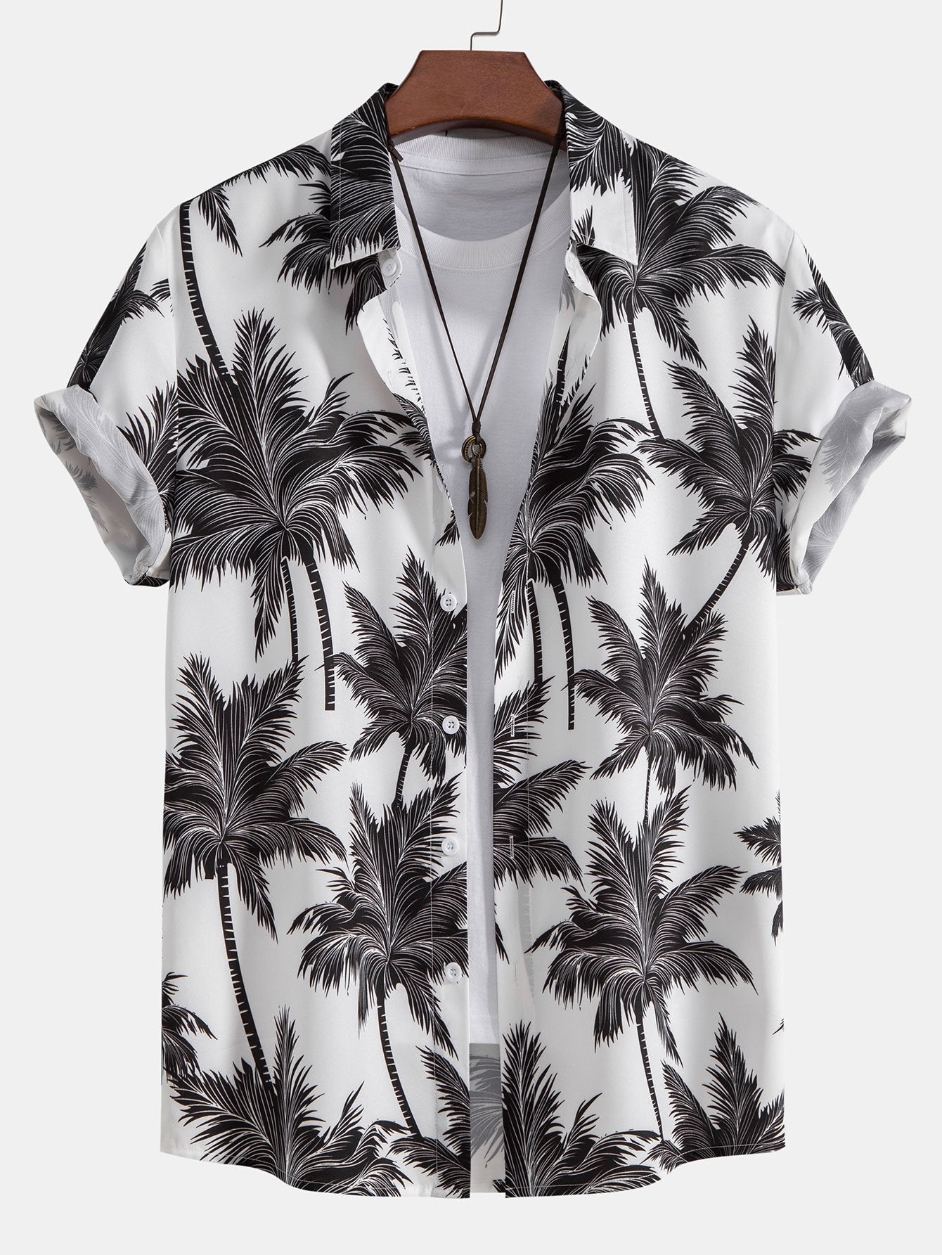 Eric Palm Tree Print Button Up Shirt & Swim Short