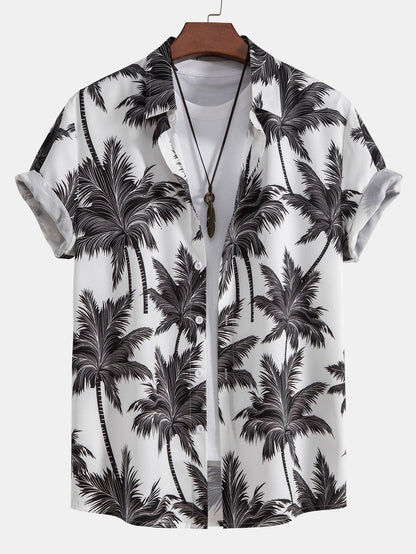 Eric Palm Tree Print Button Up Shirt & Swim Short