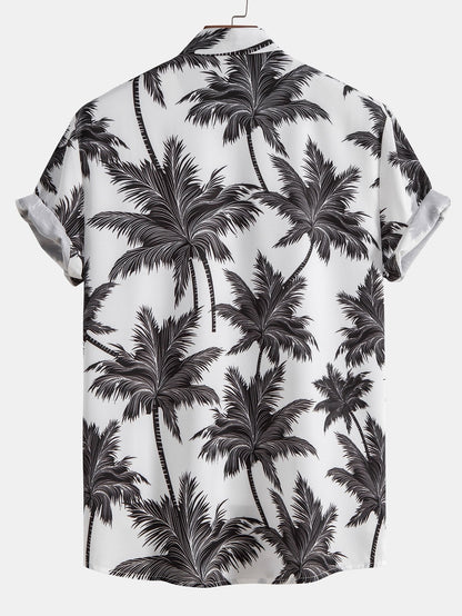 Eric Palm Tree Print Button Up Shirt & Swim Short